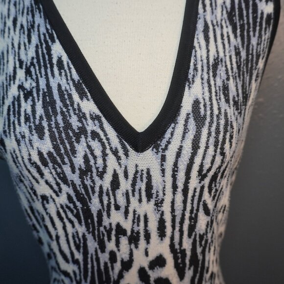 Rachel Roy Womens Black Off White Leopard Sweater Sleeveless Dress Size Small - Picture 5 of 9